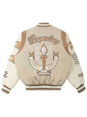 Torch Clay Smoke Rise Beige Varsity Jacket