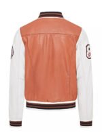 Tan And White Baseball Bomber Jacket