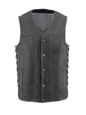 Distress Grey Side Lace Vest