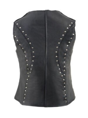 Women's Black Studded Biker Vest