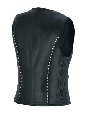 Women's Black Studded Motorcycle Vest