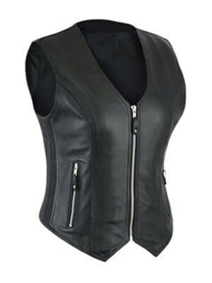 Women's Classic Zipper Biker Vest