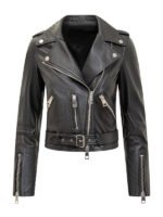 Women's Cropped Biker Leather Jacket