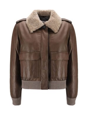 Brown Shearling Collar Jacket