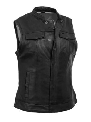 Women's Black Trucker Biker Vest