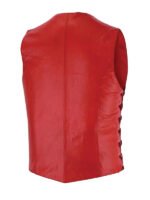 Women's V-Neck Red Leather Vest