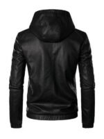 Man's Motor Biker Hooded Leather Jacket