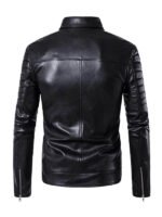 Men's Black Asymmetrical Lapel Leather Jacket