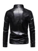 Men's Black Stand Collar Motorcycle Jacket