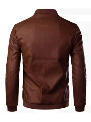 Men's Slim Fit Brown Bomber Biker Jacket