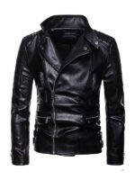 Men's Classic Asymmetrical Motorcycle Leather Jacket