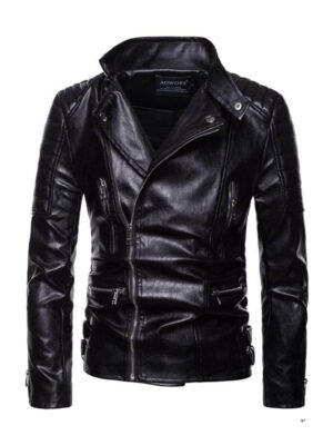 Men's Classic Asymmetrical Motorcycle Leather Jacket