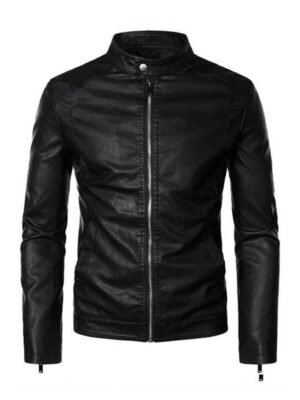 Men's Stand Collar Biker Jacket