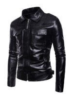 Men's Fashion Motorcycle Lapel Leather Jacket