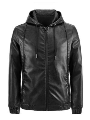 Men's Hooded Motorcycle Leather Jacket