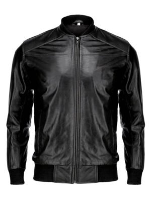 Men's Black Lambskin Bomber Jacket