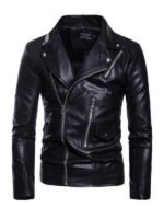 Men's Lapel Collar Motorcycle Leather Jacket