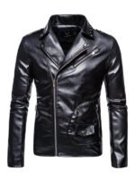 Men's Lapel Style Slim Fit Biker Jacket