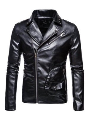 Men's Lapel Style Slim Fit Biker Jacket