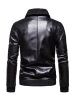 Men's Shearling Collar Black Bomber Jacket