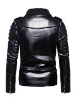 Men's Shearling Collar Black Bomber Jacket