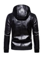 Men's Shearling Hooded Biker Leather Jacket