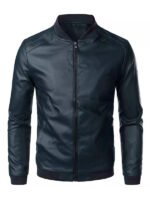 Men's Slim Fit Leather Blue Biker Jacket