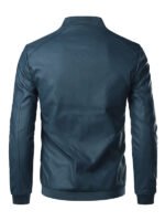 Men's Slim Fit Leather Blue Biker Jacket