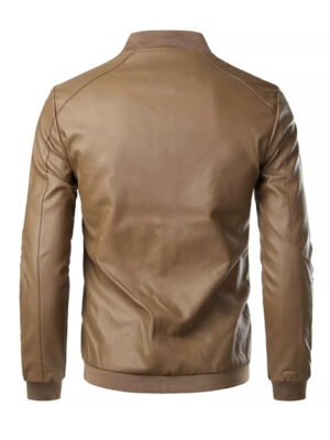 Men's Slim Fit Tan Brown Biker Jacket