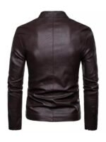 Men's Stand Collar Brown Motorcycle Jacket