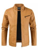 Men's Tan Bike Racer Leather Jacket