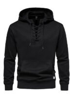 Unisex Lace-Up Black Hoodie