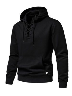 Unisex Lace-Up Black Hoodie