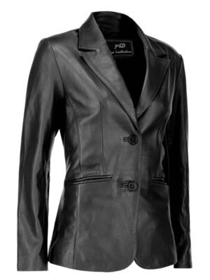 Women's Black Classic Leather Blazer