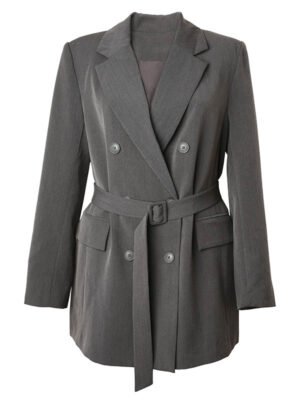 Women's Belted Wrap Grey Cotton Blazer