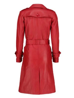 Women's Red Belted Trench Coat